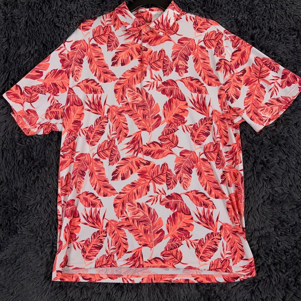 Under Armour Shirt Large Orange White The Playoff Polo Floral Golf Pullover Mens
